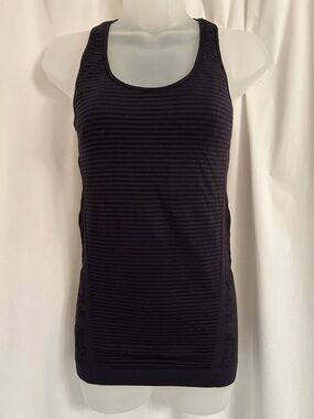 climawear Black Ribbed Tank Top with Lace Side Panels